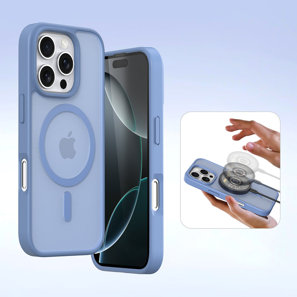 Dux Ducis odinis dėklas iPhone 16 Pro su pinigine – mėlynas