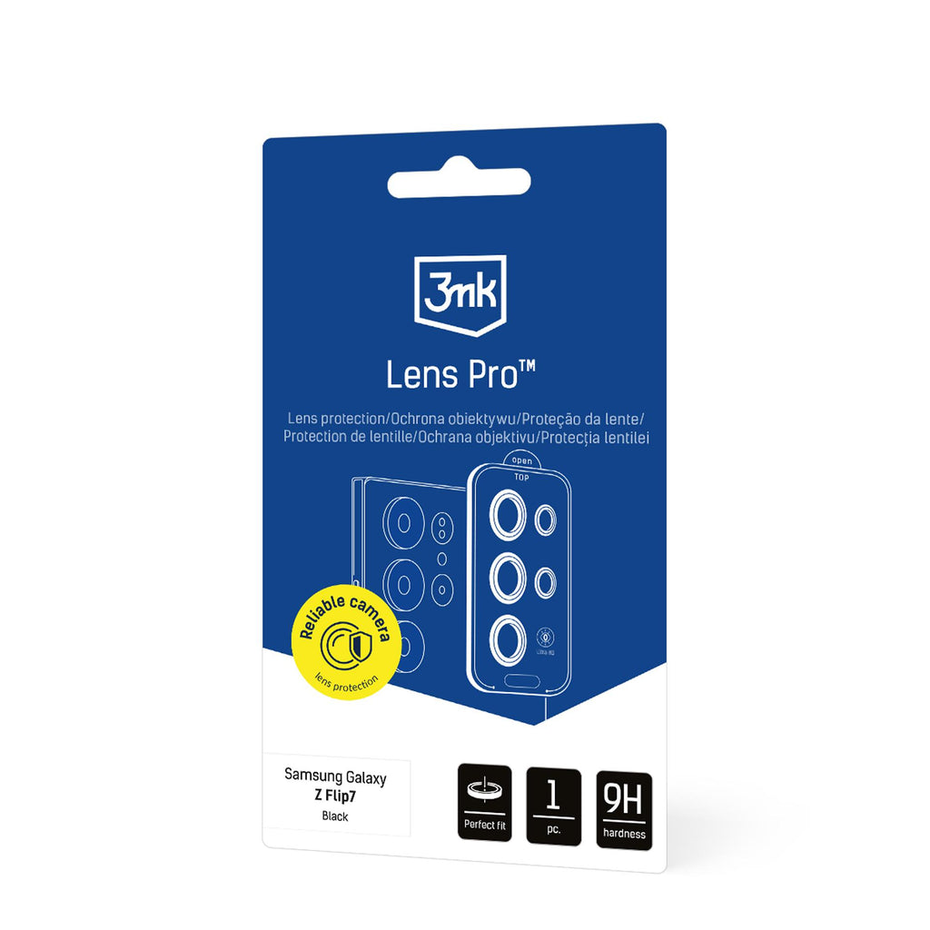 3mk Lens Protection Pro fotoaparato stiklas, skirtas Samsung Galaxy Z Flip 7 – juodas