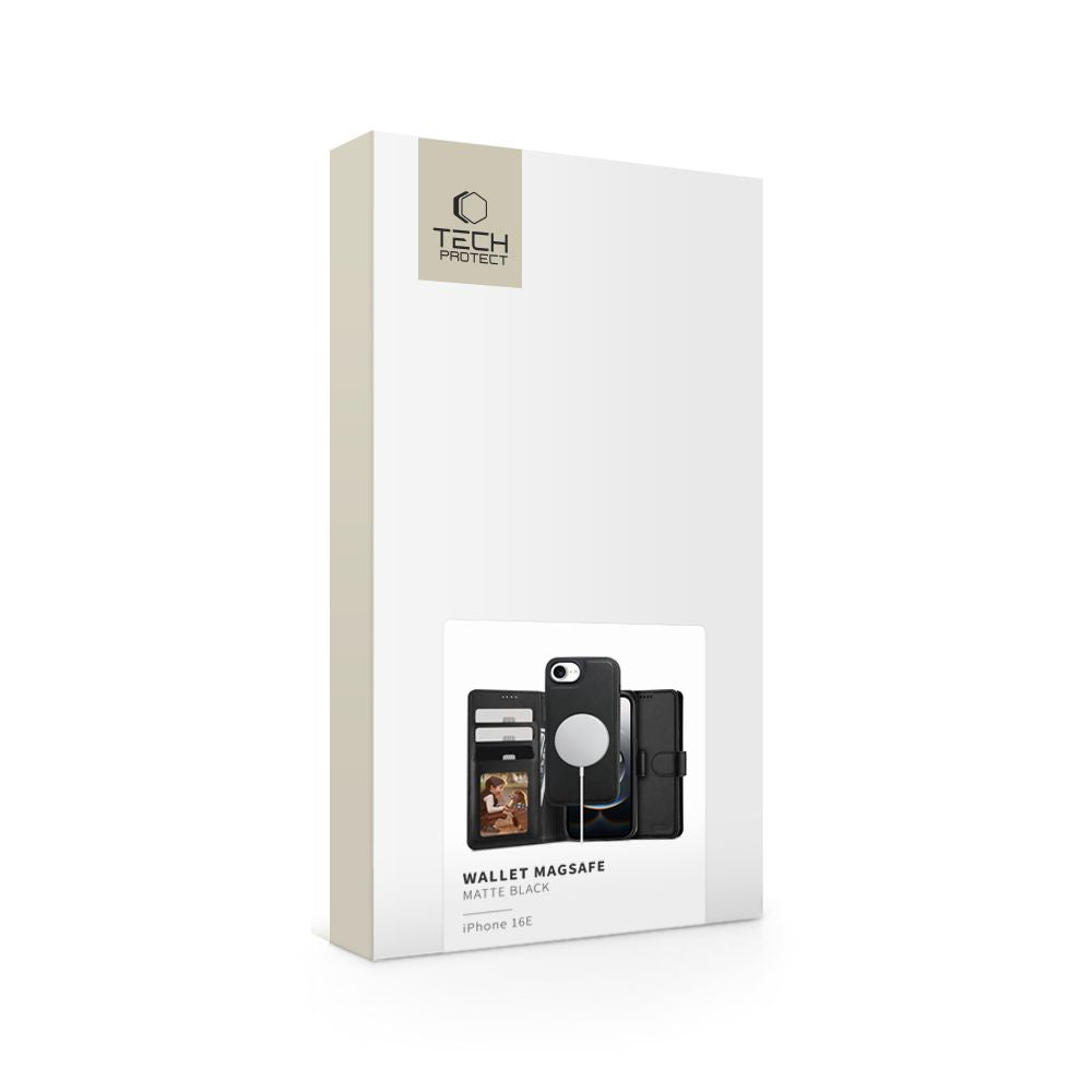 Tech-Protect Wallet MagSafe dėklas iPhone 16e – juodas -- iPhone 16e