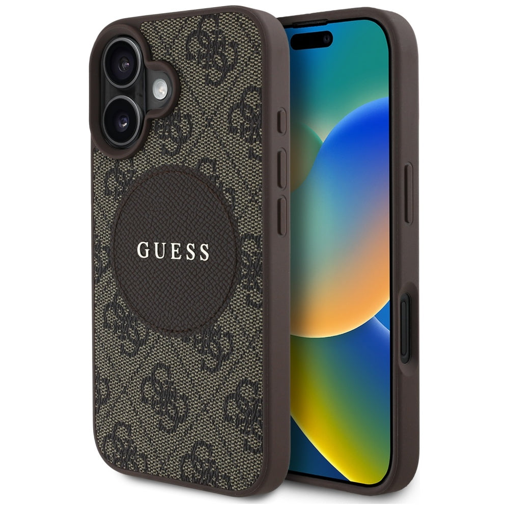 Guess MagSafe dėklas iPhone 16 – rudas