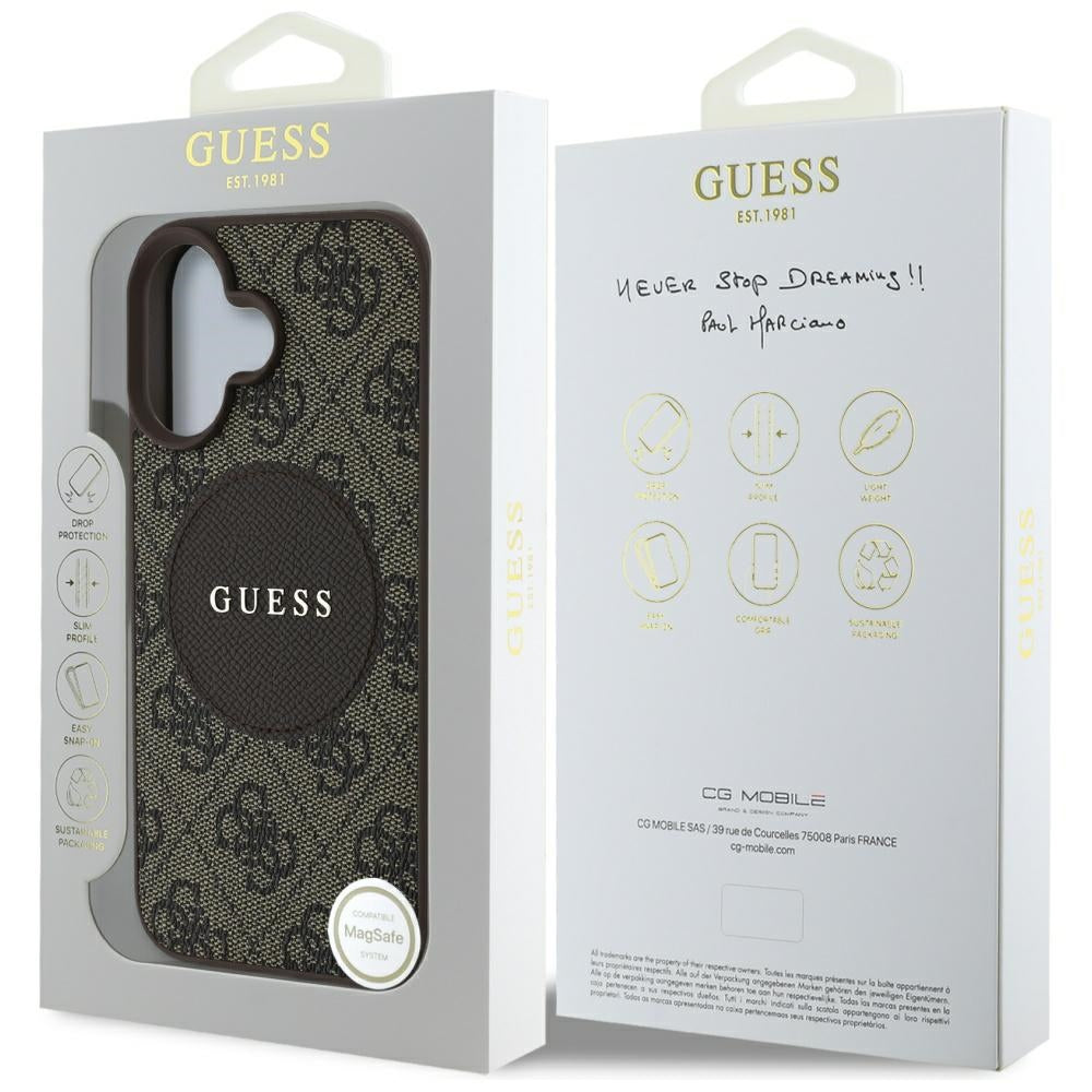 Guess MagSafe dėklas iPhone 16 – rudas