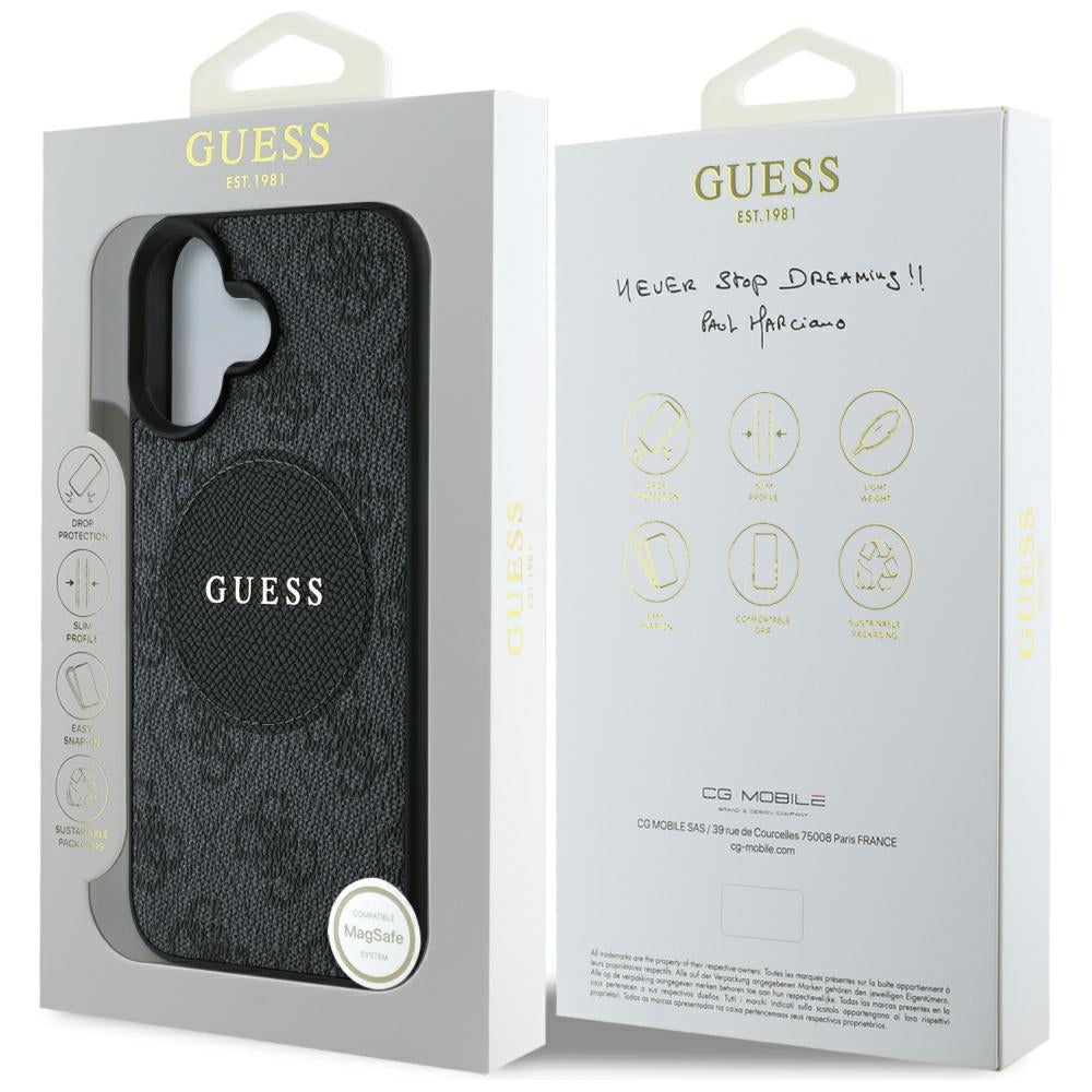 Guess 4G MagSafe dėklas iPhone 16 – juodas