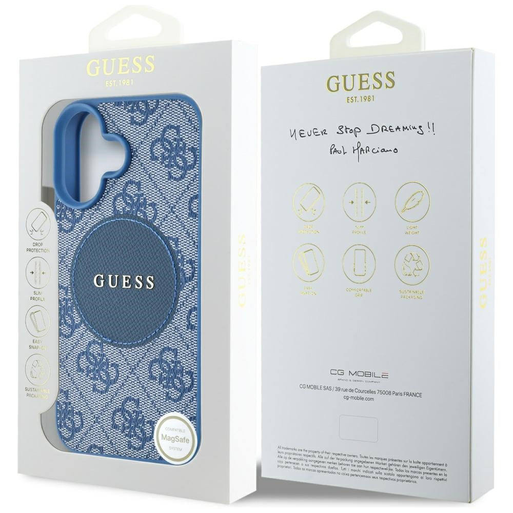 Guess MagSafe dėklas iPhone 16 – mėlynas