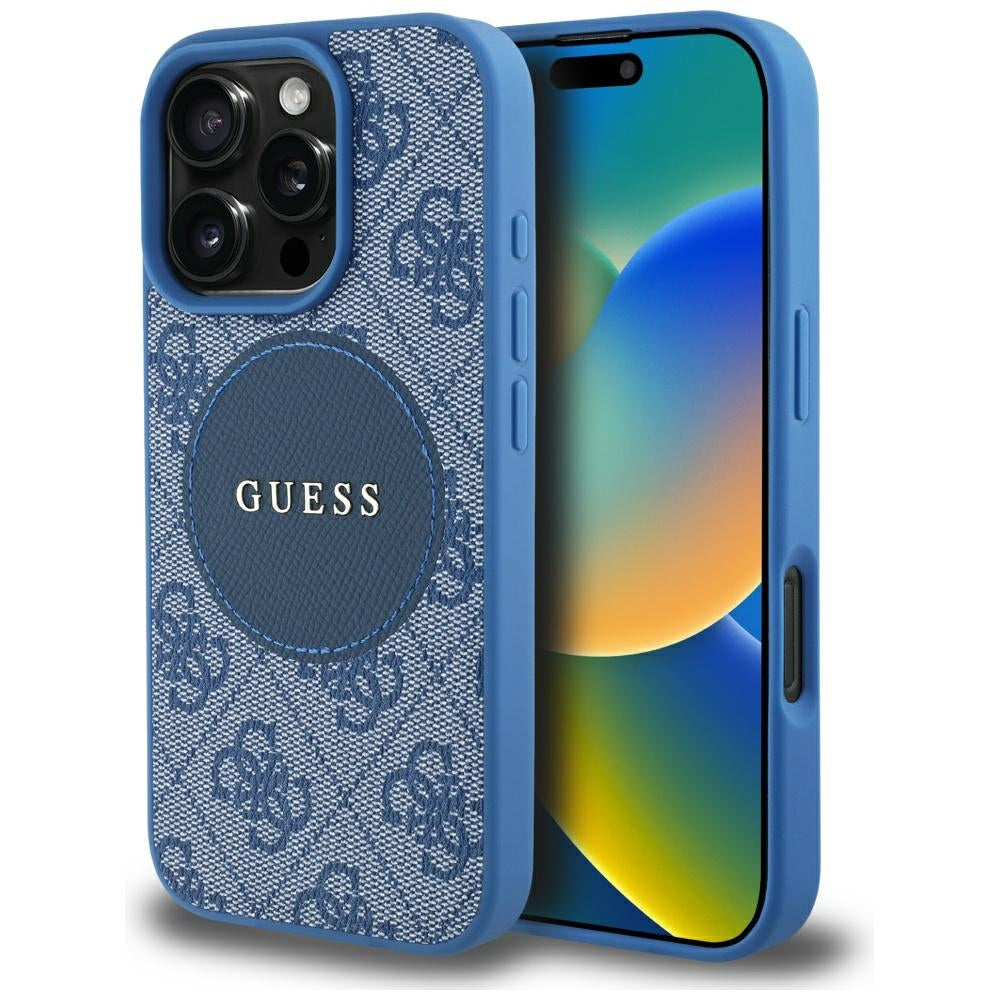 Guess MagSafe dėklas iPhone 16 Pro Max – mėlynas