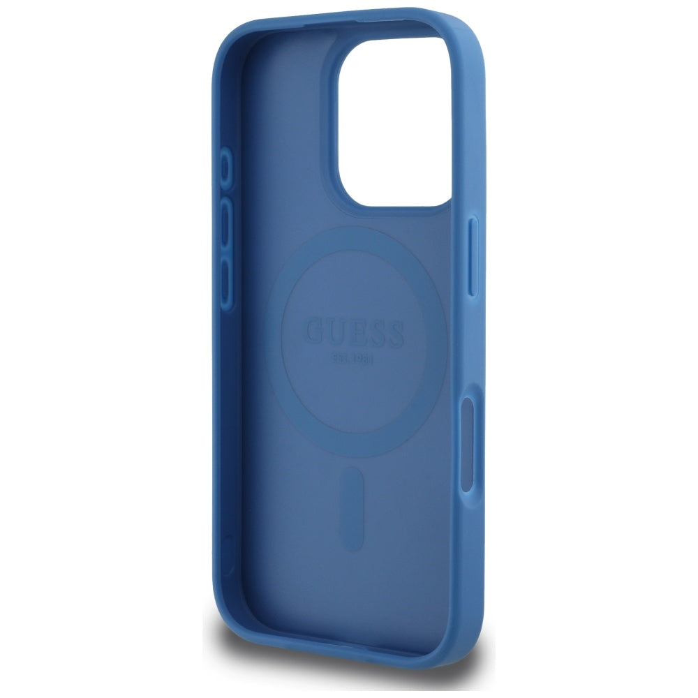 Guess MagSafe dėklas iPhone 16 Pro Max – mėlynas