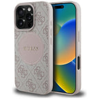 Guess MagSafe dėklas iPhone 16 Pro – rožinis