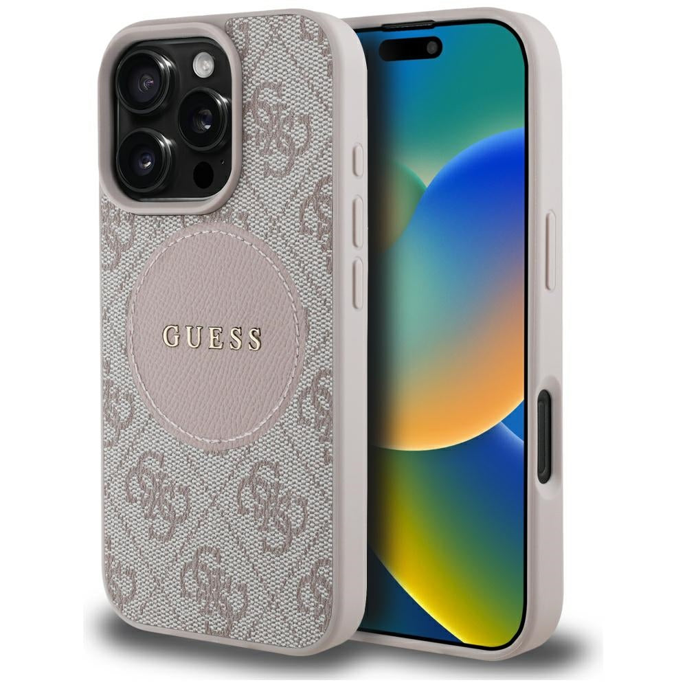 Guess MagSafe dėklas iPhone 16 Pro – rožinis