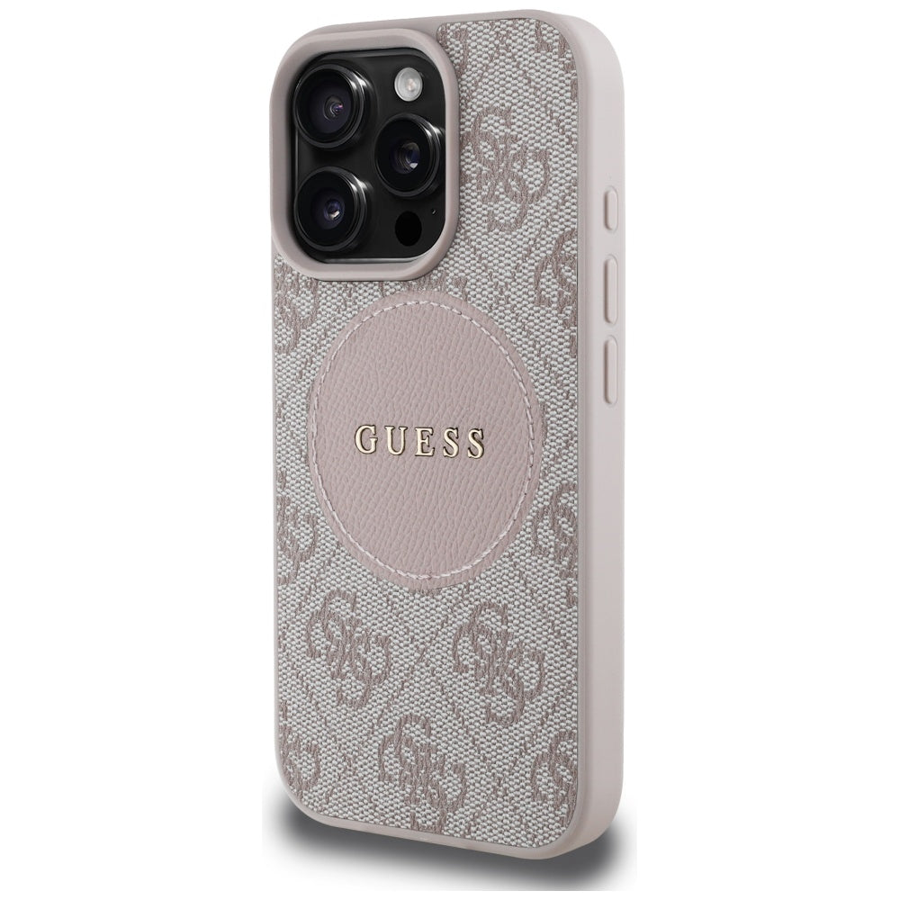 Guess MagSafe dėklas iPhone 16 Pro – rožinis
