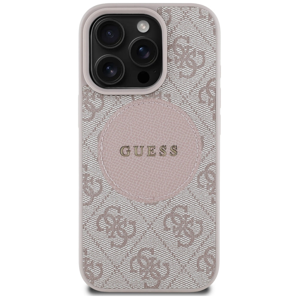 Guess MagSafe dėklas iPhone 16 Pro – rožinis