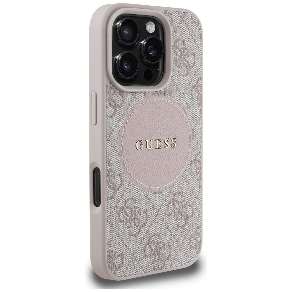 Guess MagSafe dėklas iPhone 16 Pro – rožinis