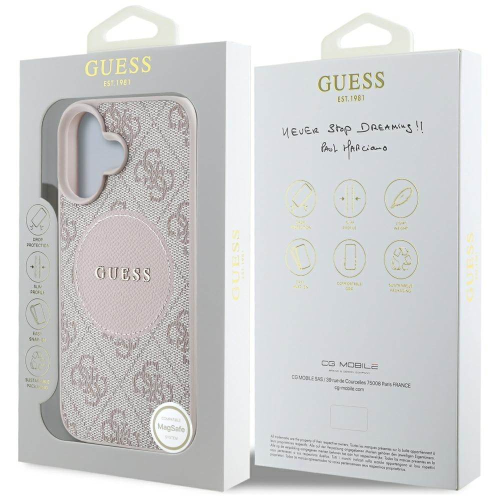 Guess MagSafe dėklas iPhone 16 – rožinis