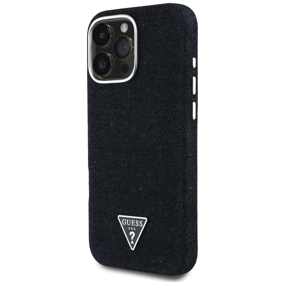 Guess džinsinis MagSafe dėklas iPhone 16 Pro – juodas -- iPhone 16 Pro