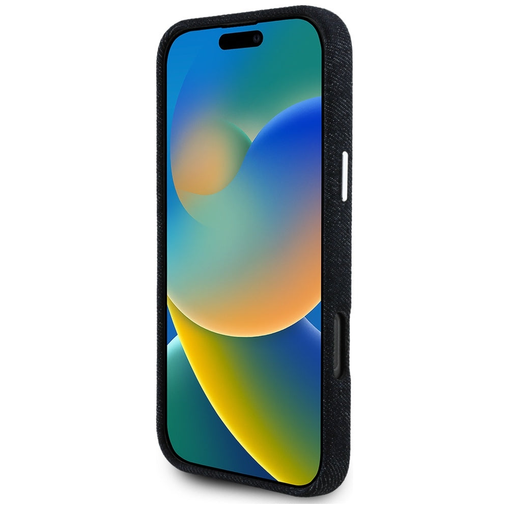 Guess džinsinis MagSafe dėklas iPhone 16 Pro – juodas -- iPhone 16 Pro