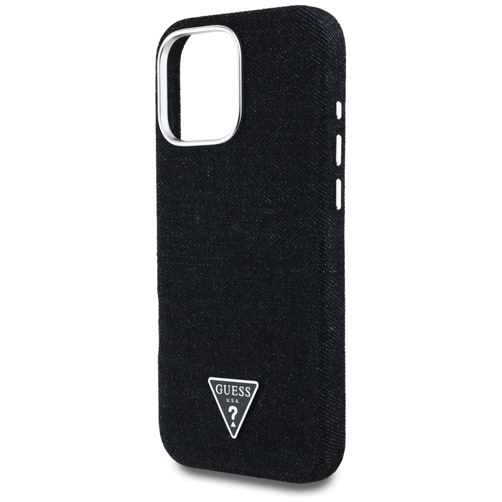 Guess džinsinis MagSafe dėklas iPhone 16 Pro – juodas -- iPhone 16 Pro