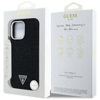 Guess džinsinis MagSafe dėklas iPhone 16 Pro – juodas -- iPhone 16 Pro
