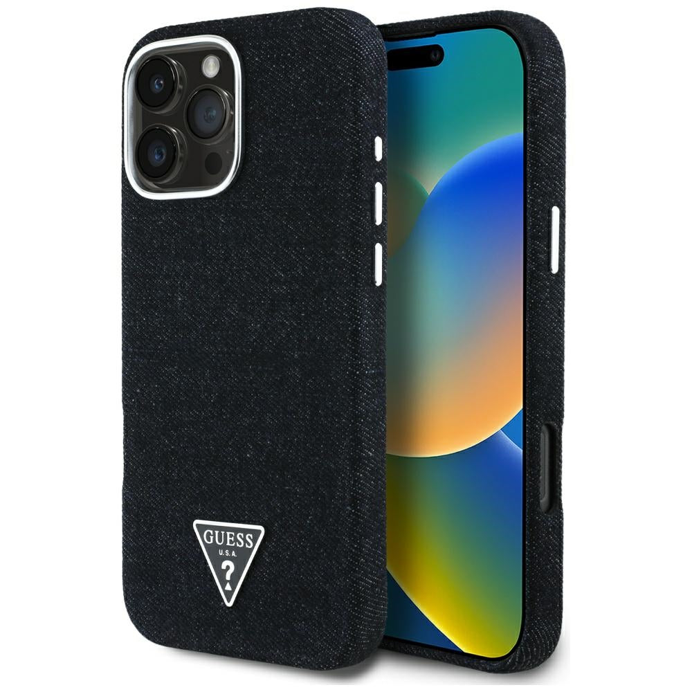 Guess MagSafe džinsinis dėklas iPhone 16 Pro Max – juodas -- iPhone 16 Pro Max