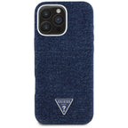 Guess MagSafe dėklas iPhone 16 Pro – mėlynas (džinsinis)