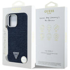 Guess MagSafe dėklas iPhone 16 Pro – mėlynas (džinsinis)