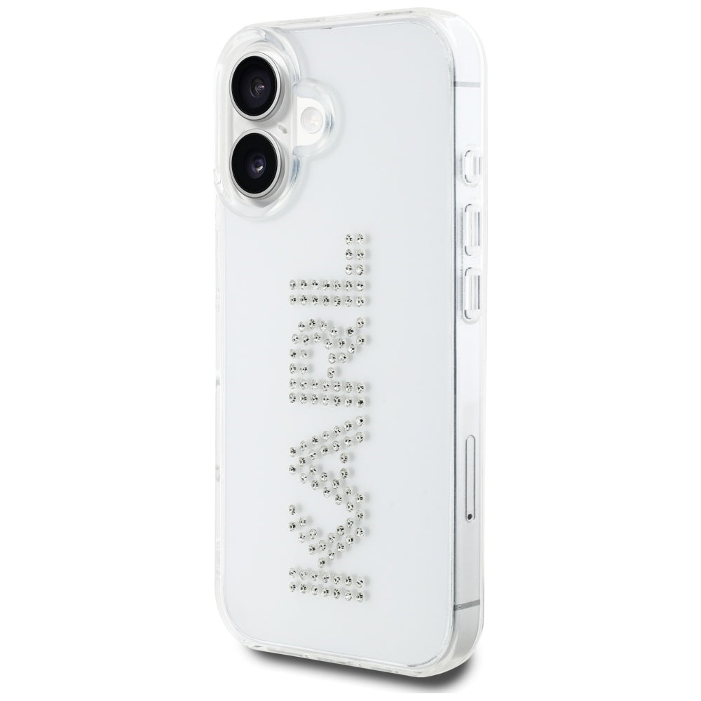 Karl Lagerfeld skaidrus dėklas iPhone 16 – su cirkoniais -- iPhone 16
