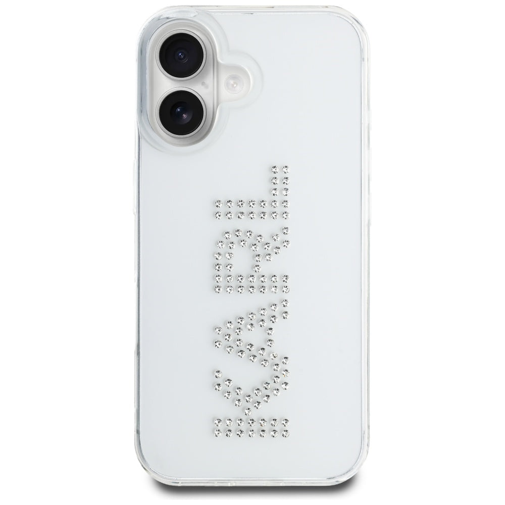 Karl Lagerfeld skaidrus dėklas iPhone 16 – su cirkoniais -- iPhone 16