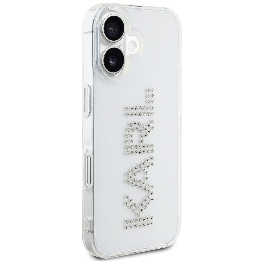 Karl Lagerfeld skaidrus dėklas iPhone 16 – su cirkoniais -- iPhone 16