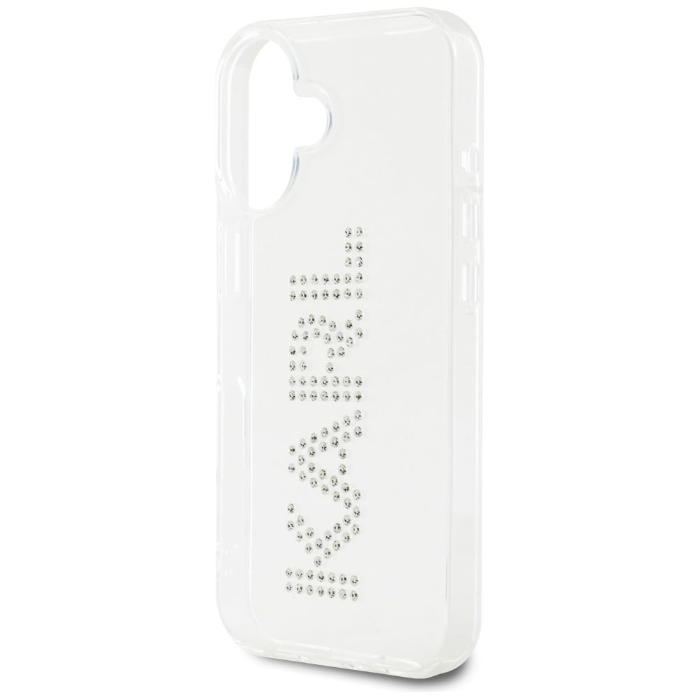 Karl Lagerfeld skaidrus dėklas iPhone 16 – su cirkoniais -- iPhone 16