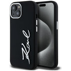 Karl Lagerfeld silikoninis dėklas iPhone 15 – juodas