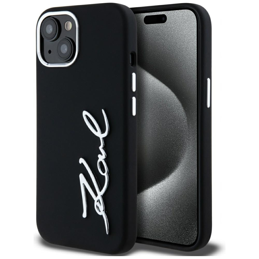 Karl Lagerfeld silikoninis dėklas iPhone 15 – juodas