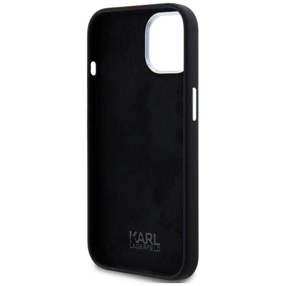 Karl Lagerfeld silikoninis dėklas iPhone 15 – juodas