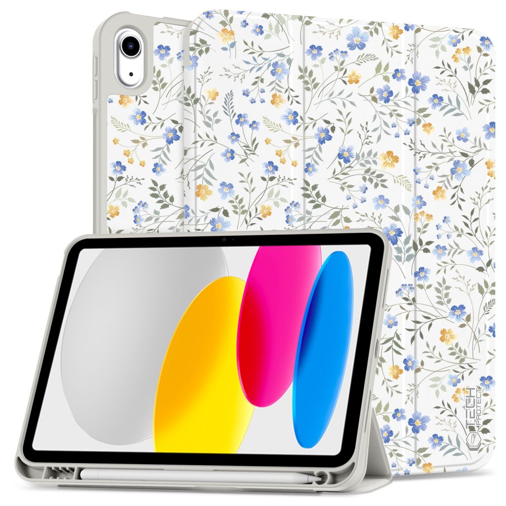 Tech-Protect SC Rašiklio dėklas, skirtas iPad 10.9" 2022 (10th gen.) / 11" 2025 (11th gen.) – ramunėlės su lapais