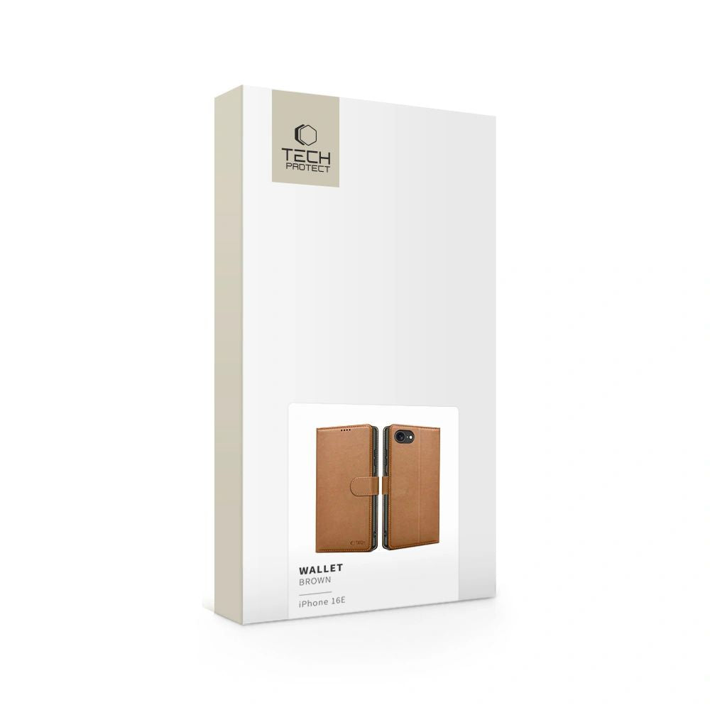 Tech-Protect Wallet dėklas iPhone 16e – rudas -- iPhone 16e