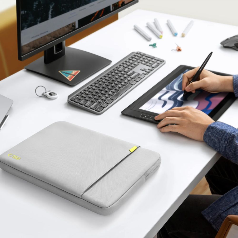 Tech-Protect Defender nešiojamojo kompiuterio krepšys 13-14" - pilkas -- Laptop Bags