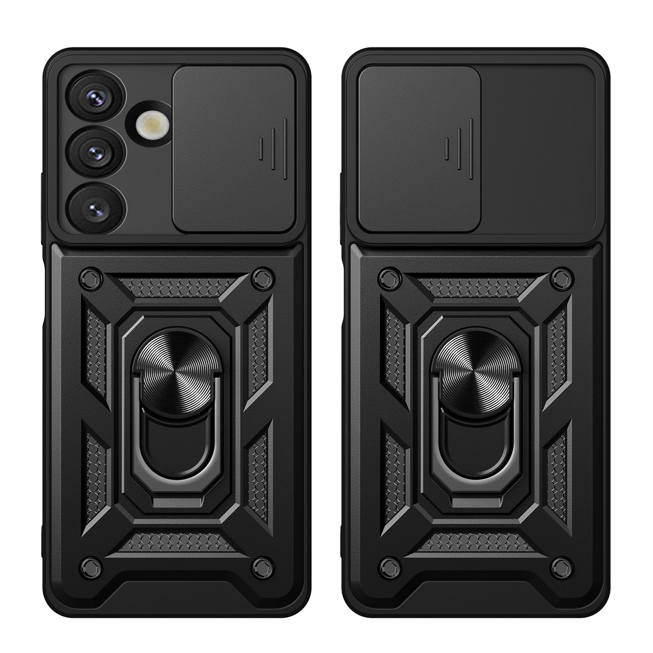 Hybrid Armor Camshield Armored Dėklas su stovu ir kameros dangteliu, skirtas Vivo V50 5G - juodas -- Vivo V50