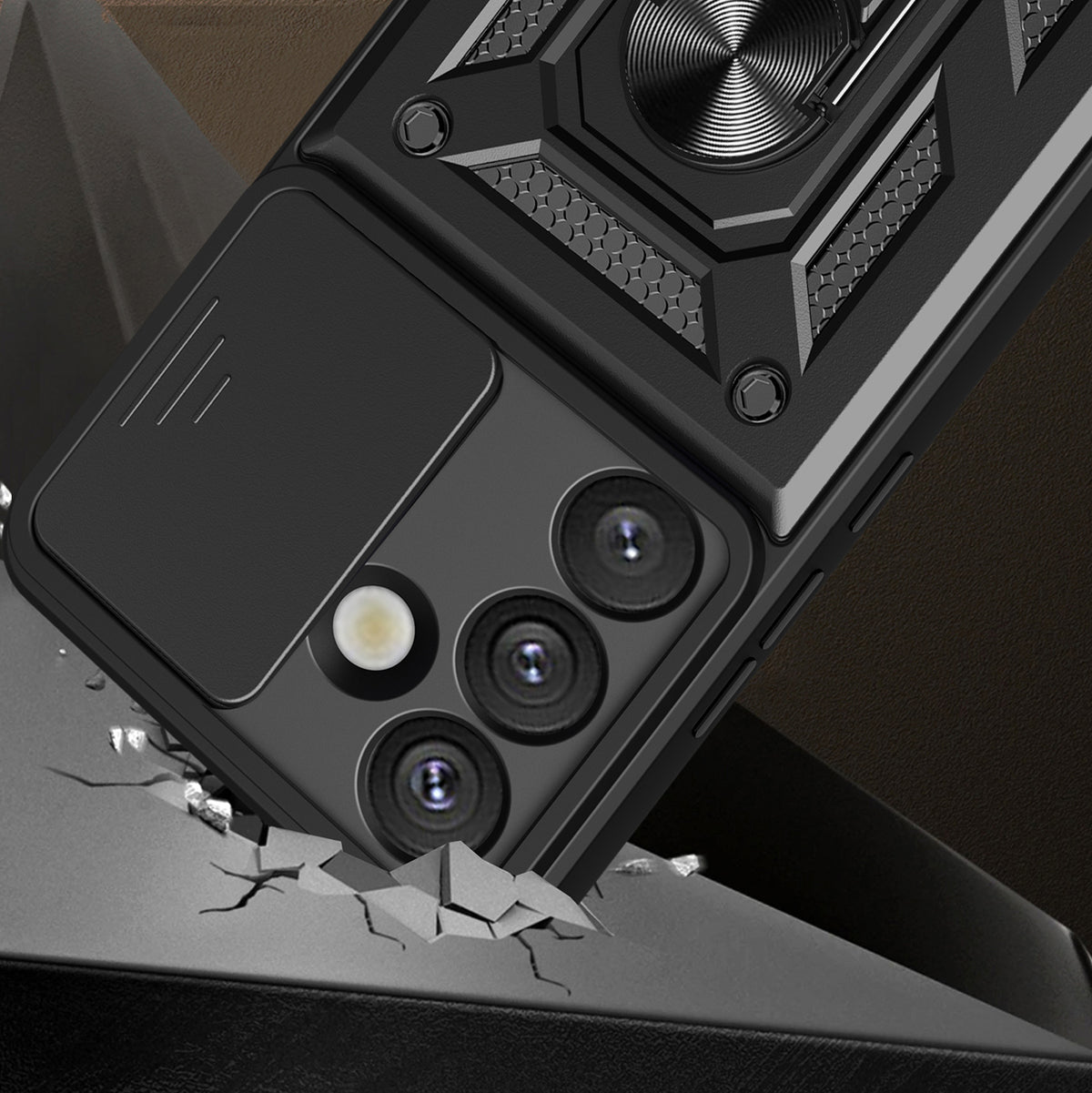Hybrid Armor Camshield dėklas Realme P3 Pro 5G – juodas -- Realme P3 Pro