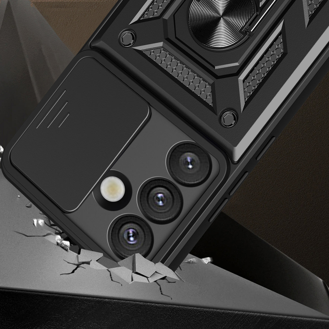 Hybrid Armor Camshield dėklas Galaxy M16/F16 5G – juodas -- Samsung Galaxy M16
