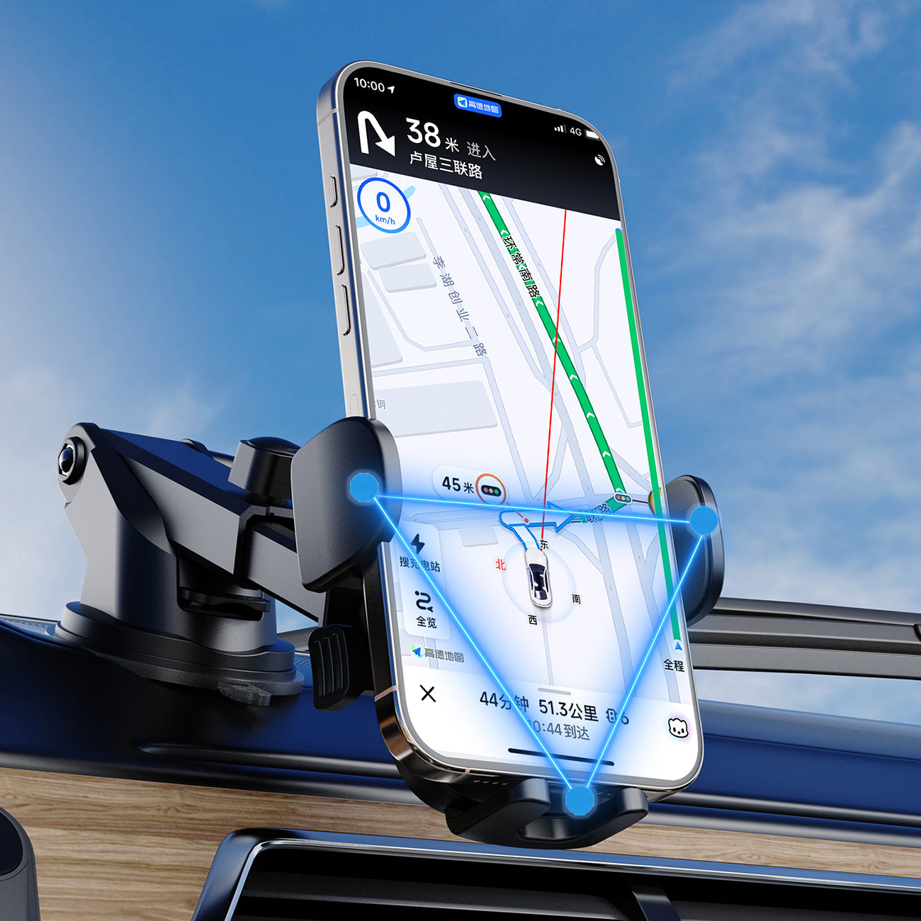 Dudao F2N+ išmaniojo telefono laikiklis su siurbtuku, gravitacinis, 360° - juodas