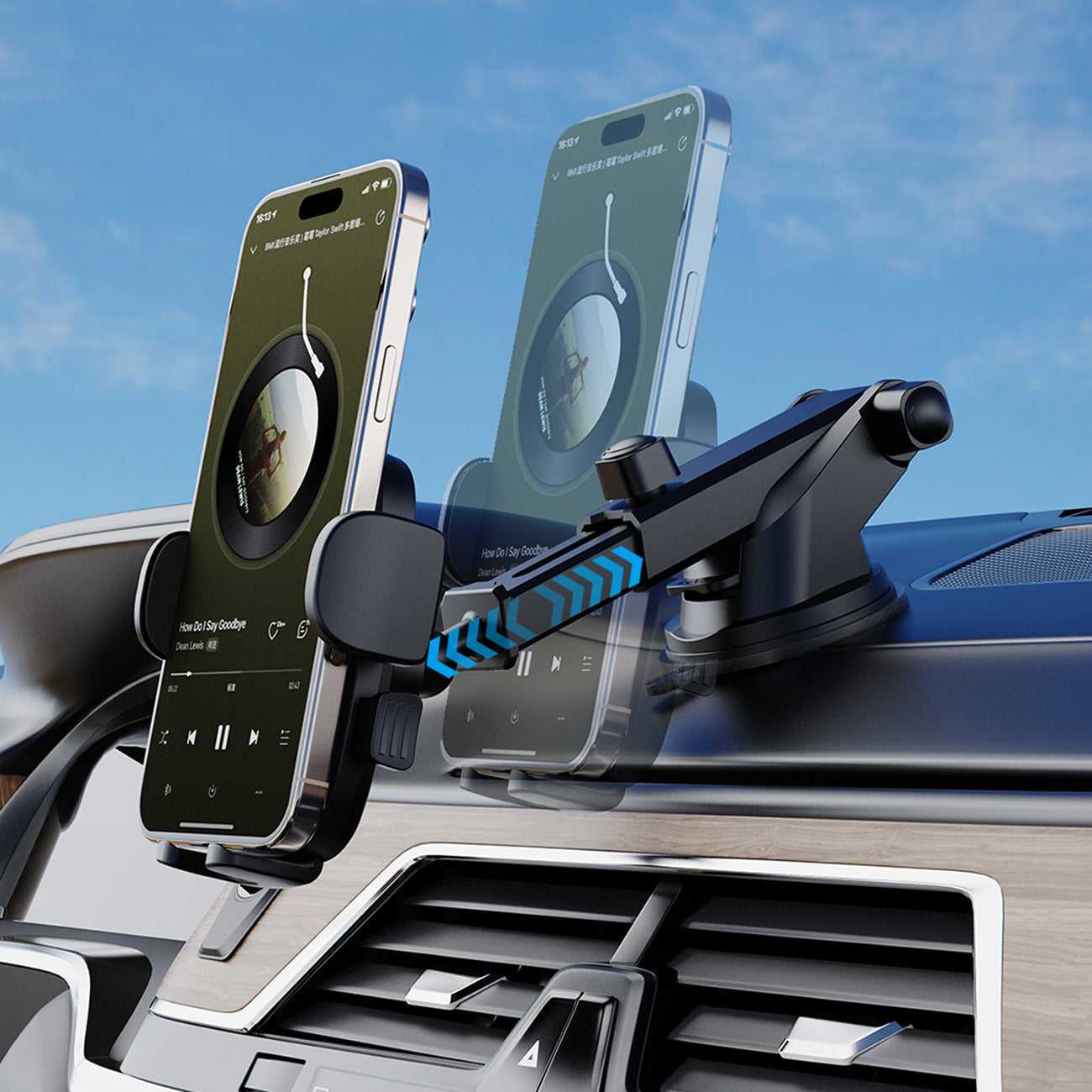 Dudao F2N+ išmaniojo telefono laikiklis su siurbtuku, gravitacinis, 360° - juodas