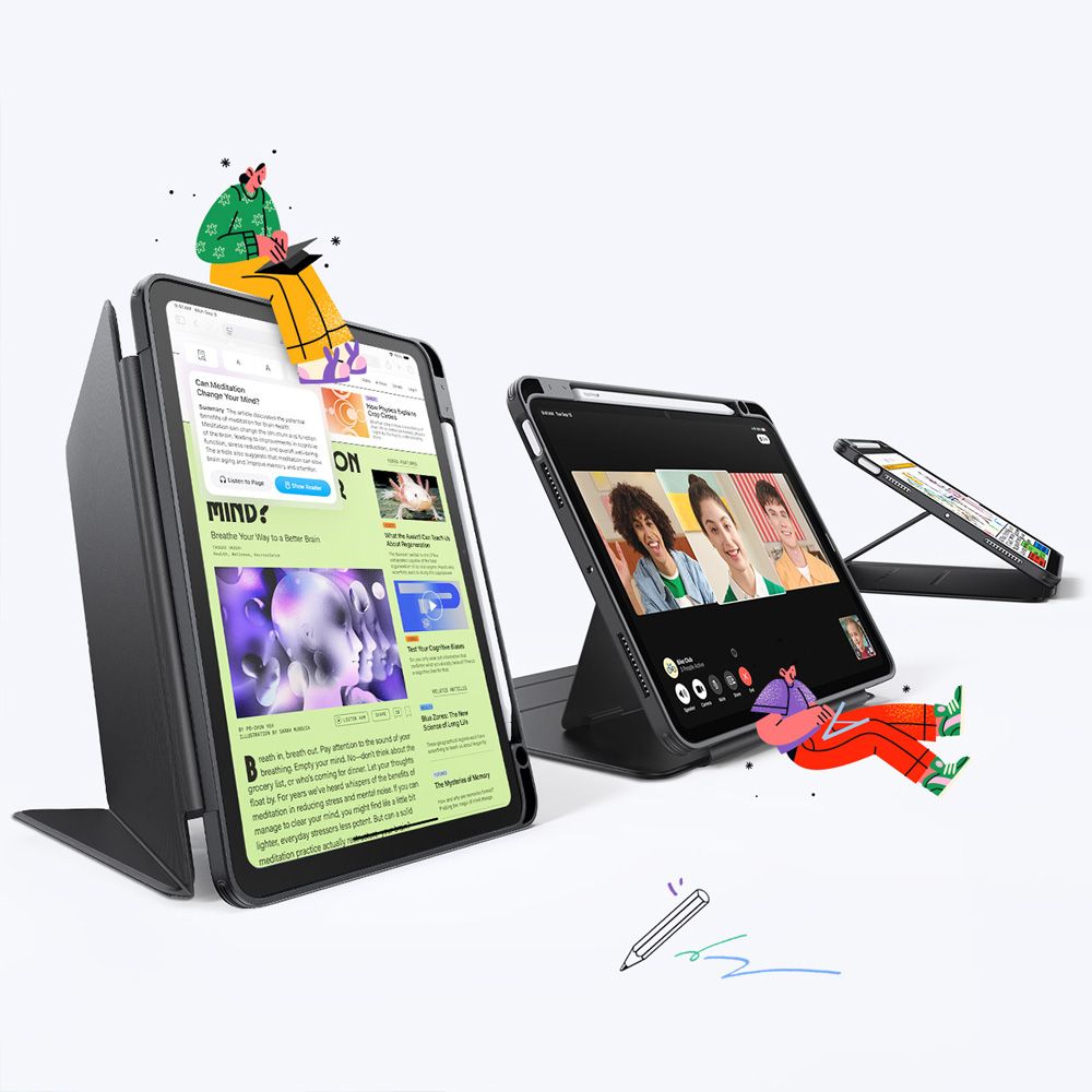 ESR Apverčiamas hibridinis dėklas, skirtas iPad 10.9" (2020/2022) / 11" (2024/2025/2026) – juodas -- iPad 10.9