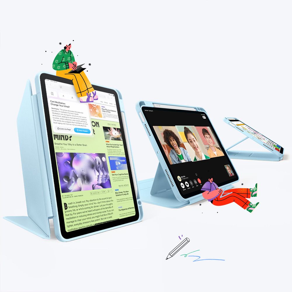 ESR Apverčiamas hibridinis dėklas, skirtas iPad 10.9" (2020/2022) / 11" (2024/2025/2026) – mėlynas -- iPad 10.9