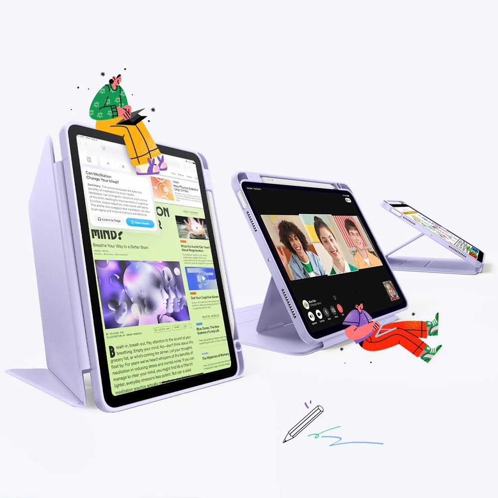 ESR Apverčiamas hibridinis dėklas, skirtas iPad 10.9" (2020/2022) / 11" (2024/2025/2026) – violetinė -- iPad 10.9
