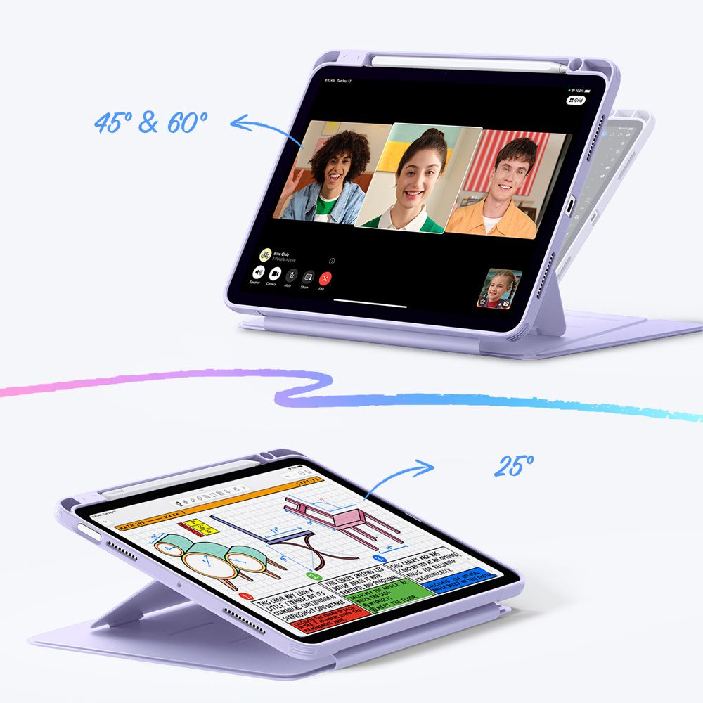 ESR Apverčiamas hibridinis dėklas, skirtas iPad 10.9" (2020/2022) / 11" (2024/2025/2026) – violetinė -- iPad 10.9