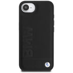BMW Leather Hot Stamp dėklas iPhone 16e – juodas