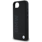 BMW Leather Hot Stamp dėklas iPhone 16e – juodas