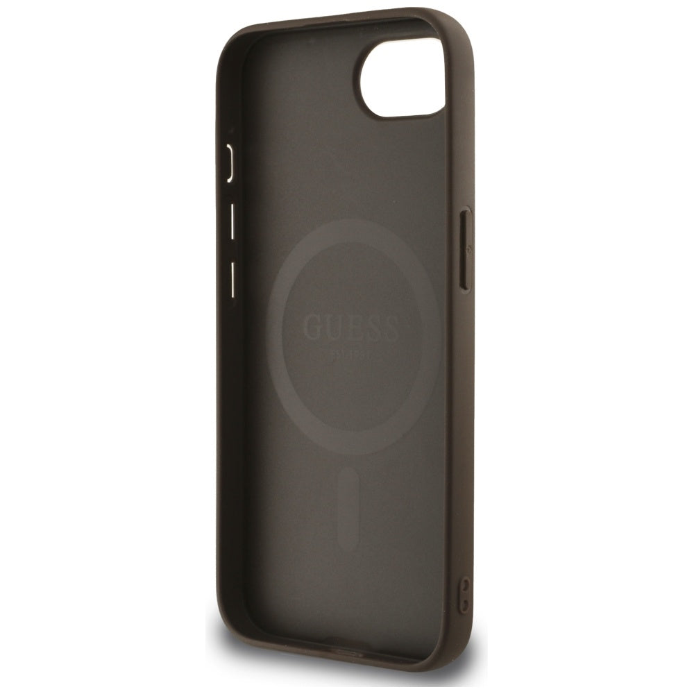 Guess MagSafe dėklas iPhone 16e – rudas, gėlės