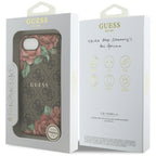 Guess MagSafe dėklas iPhone 16e – rudas, gėlės
