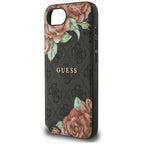 Guess MagSafe dėklas iPhone 16e – juodas, gėlės