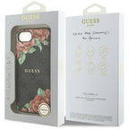 Guess MagSafe dėklas iPhone 16e – juodas, gėlės