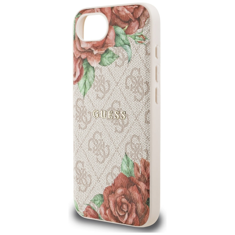 Guess 4G Flowers Print MagSafe dėklas iPhone 16e – rožinis