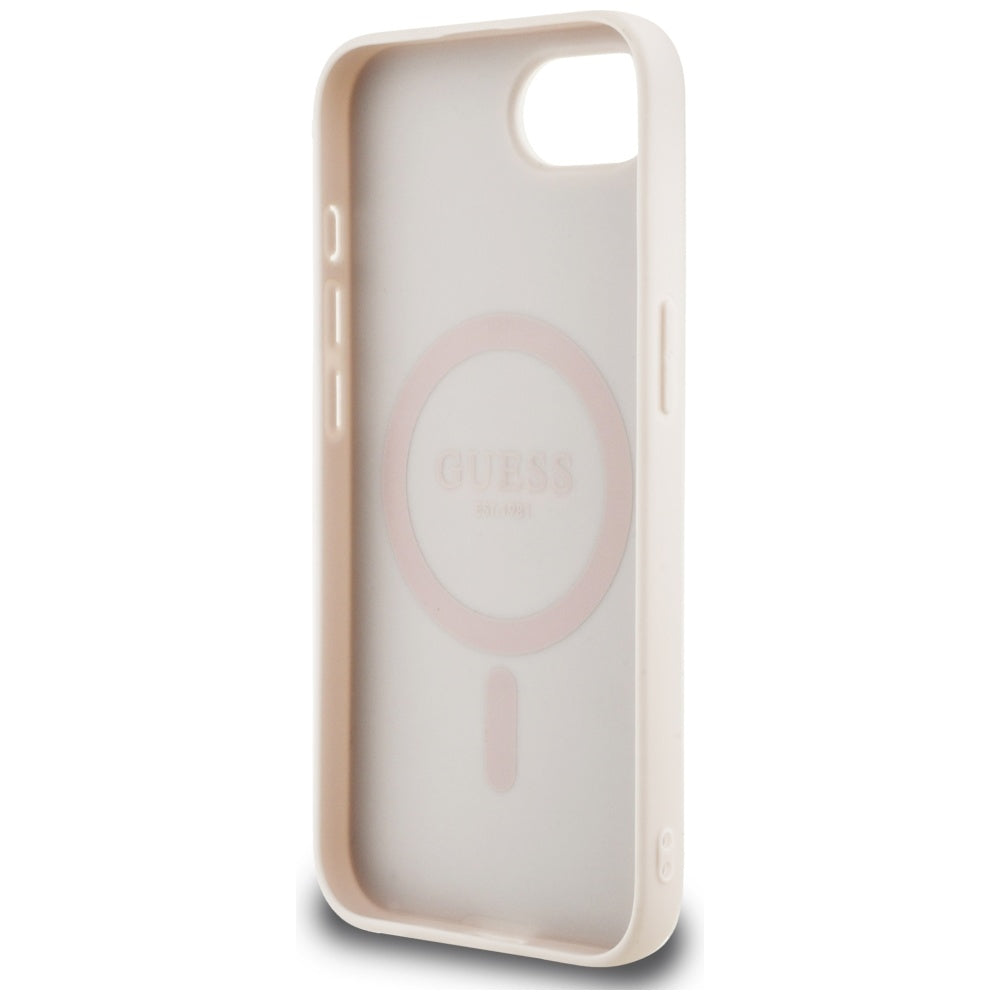 Guess 4G Flowers Print MagSafe dėklas iPhone 16e – rožinis