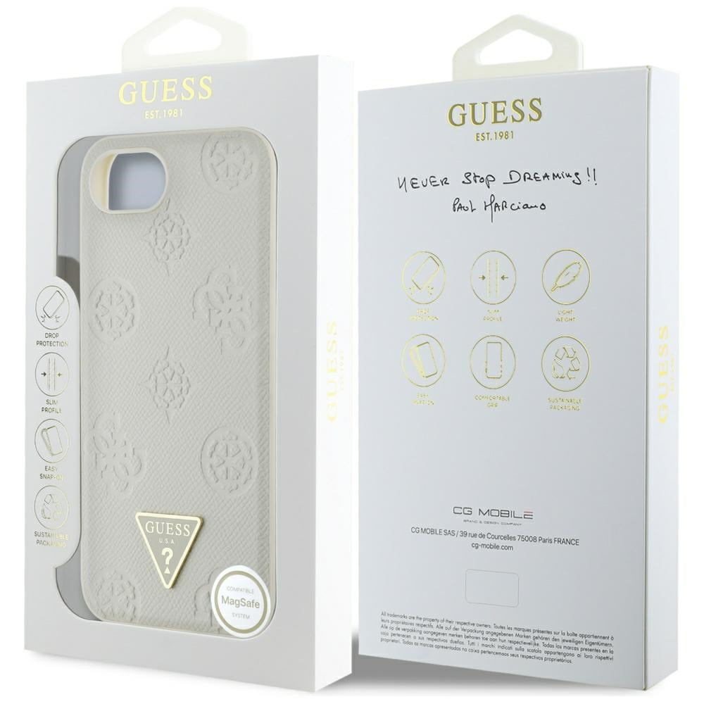Guess MagSafe dėklas iPhone 16e – smėlio